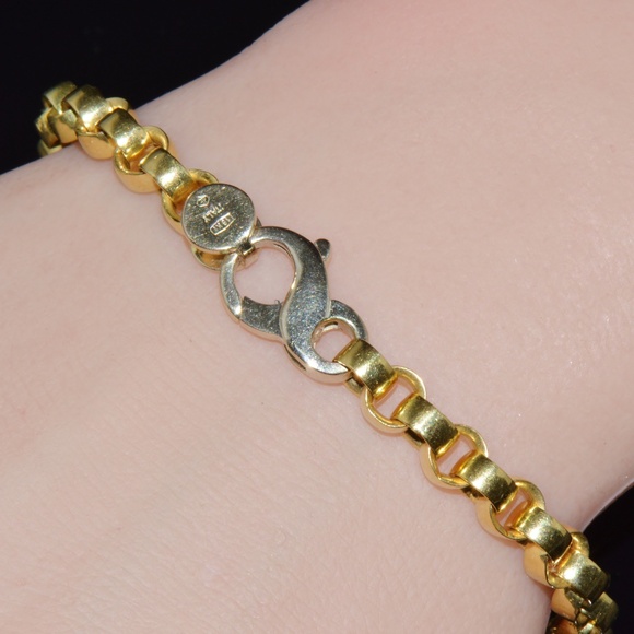 VINTAGE ITALIAN SOLID 18K GOLD ROLO LINK STACKING CHAIN BRACELET - Picture 7 of 10